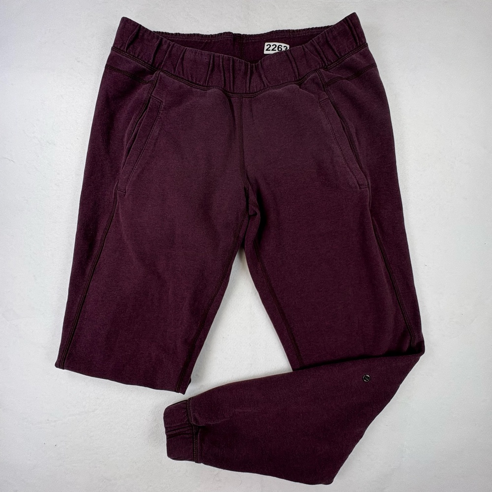 Lululemon Jogger Pants Womens 6 Purple Fleece Elastic Waist Cuffed Lounge Yoga